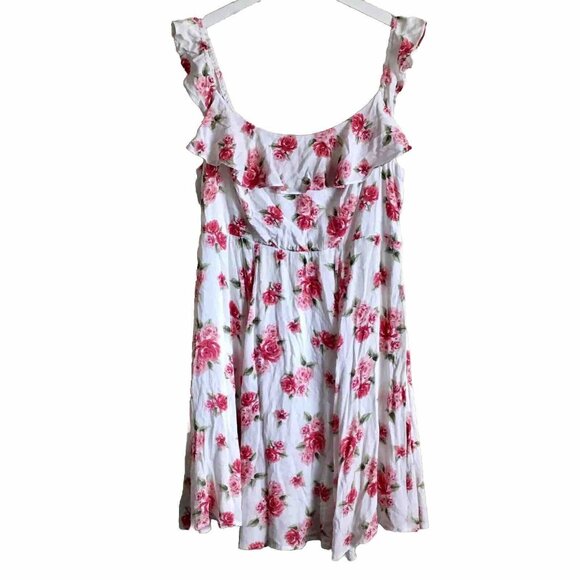 Torrid Off Shoulder Mini Floral Skater Dress Size 14 White Pink‎ - Picture 2 of 10